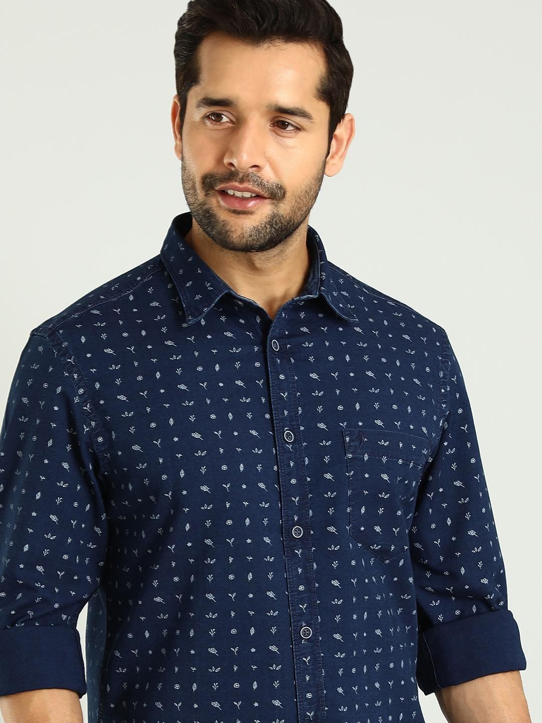 

Indian Terrain Classic Slim Fit Printed Casual Shirt, Blue