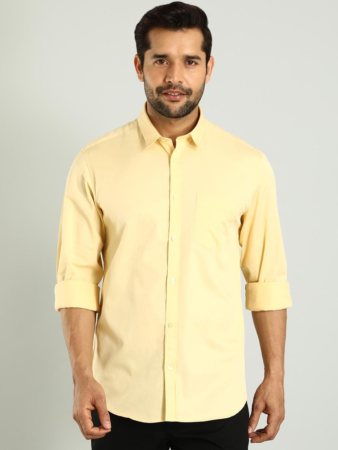 

Indian Terrain Classic Slim Fit Pure Cotton Casual Shirt, Yellow