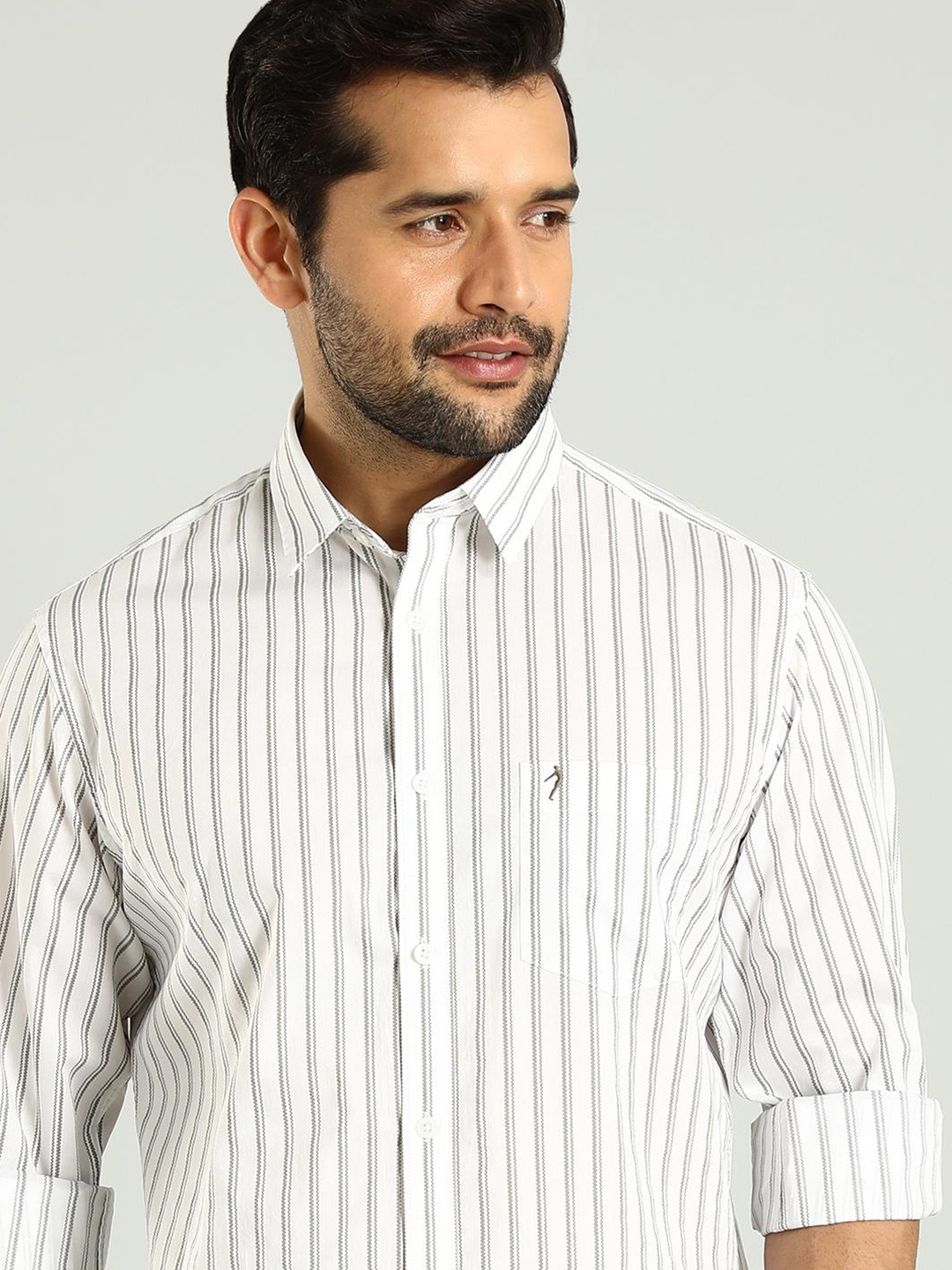 

Indian Terrain Classic Slim Fit Striped Cotton Casual Shirt, White