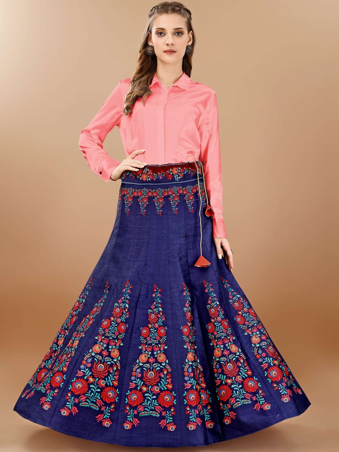 

SAPTRANGI Digital Printed Flared Maxi Skirt, Blue