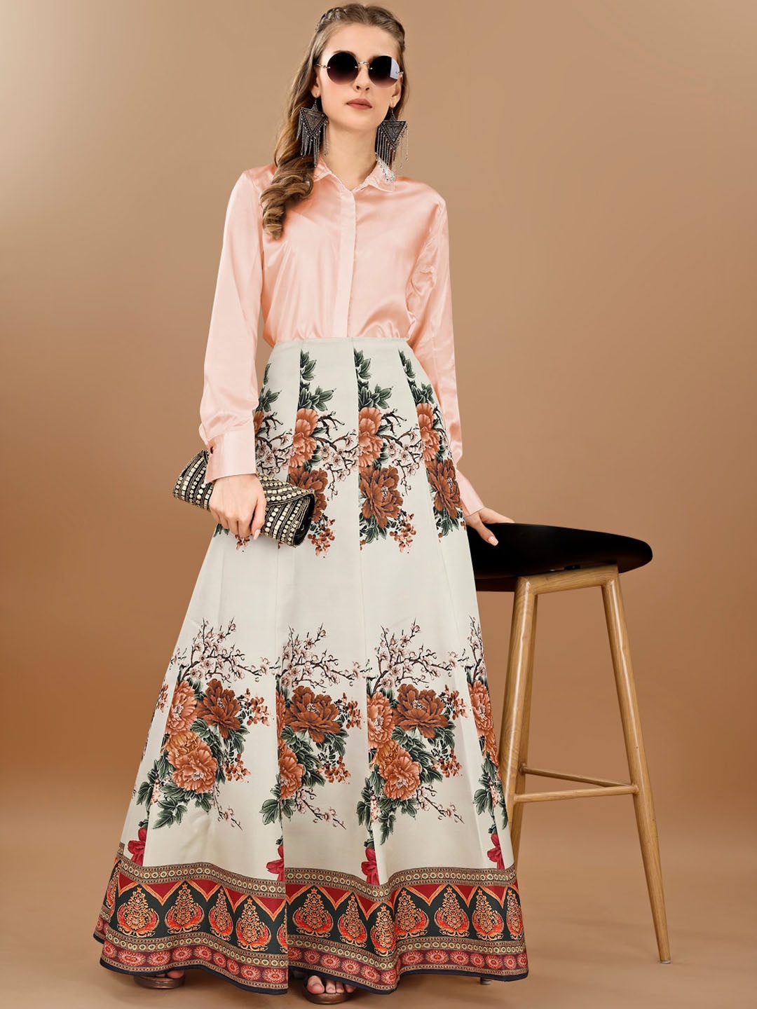 

SAPTRANGI Flared Maxi Skirt, White