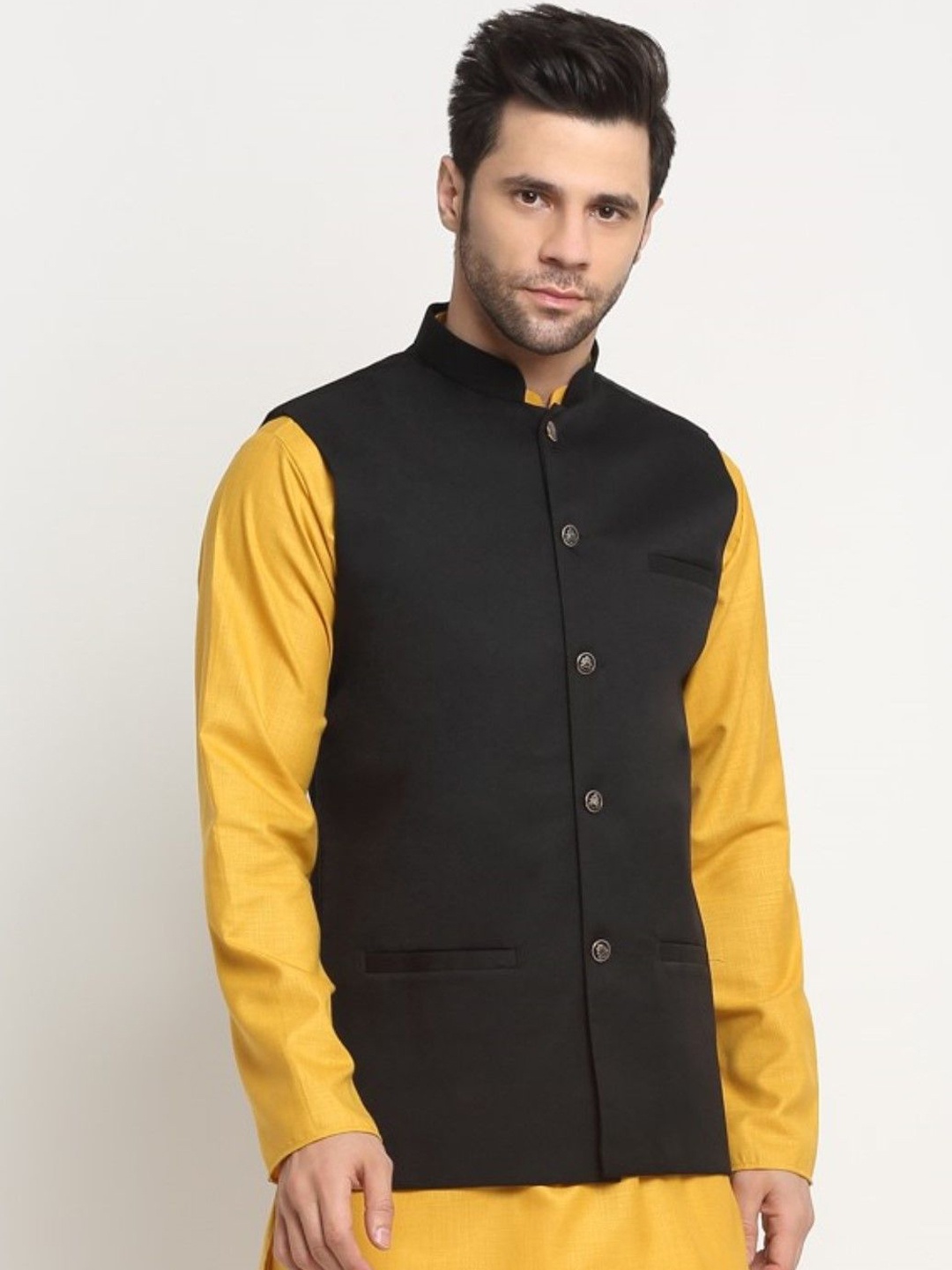 

KRAFT INDIA Men Woven Nehru Jackets, Black