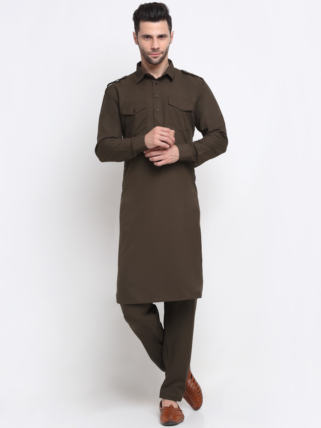 

KRAFT INDIA Regular Pure Cotton Kurta with Salwar, Brown