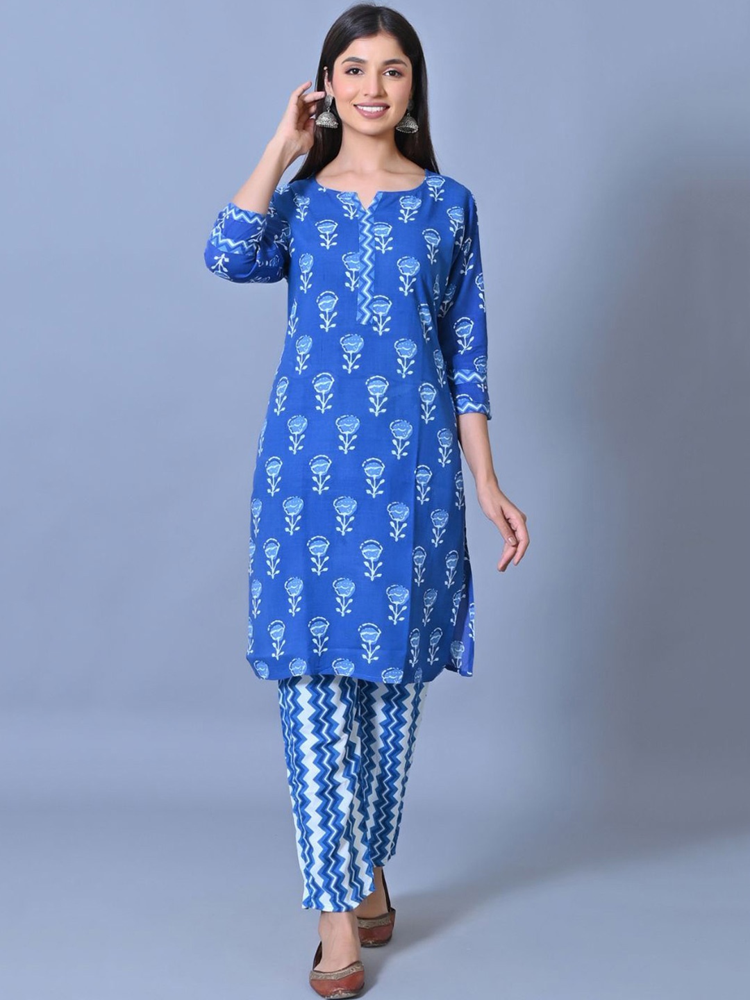 

P3D CREATION Women Ethnic Motifs Printed Kurta, Blue