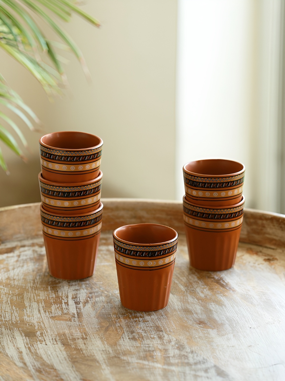 

ExclusiveLane 6 Pieces Brown Ceramic Matte Microwave Safe Tea Kulhad 120ml