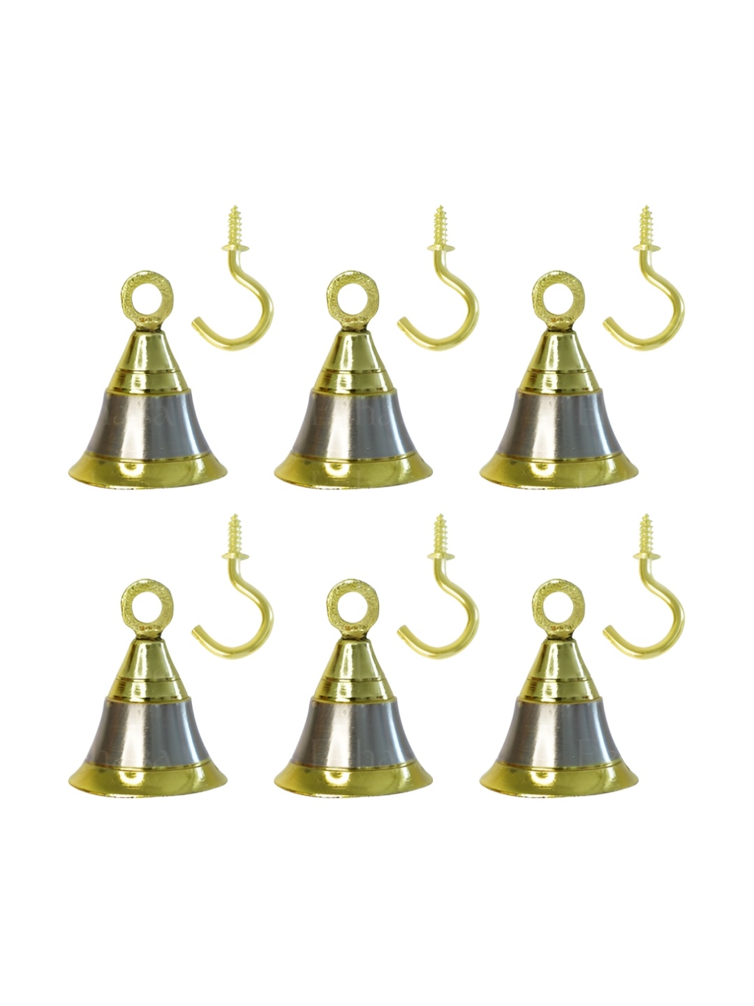 

Ekhasa Sliver Toned & Gold Toned 6 Pieces Textured Brass Bells
