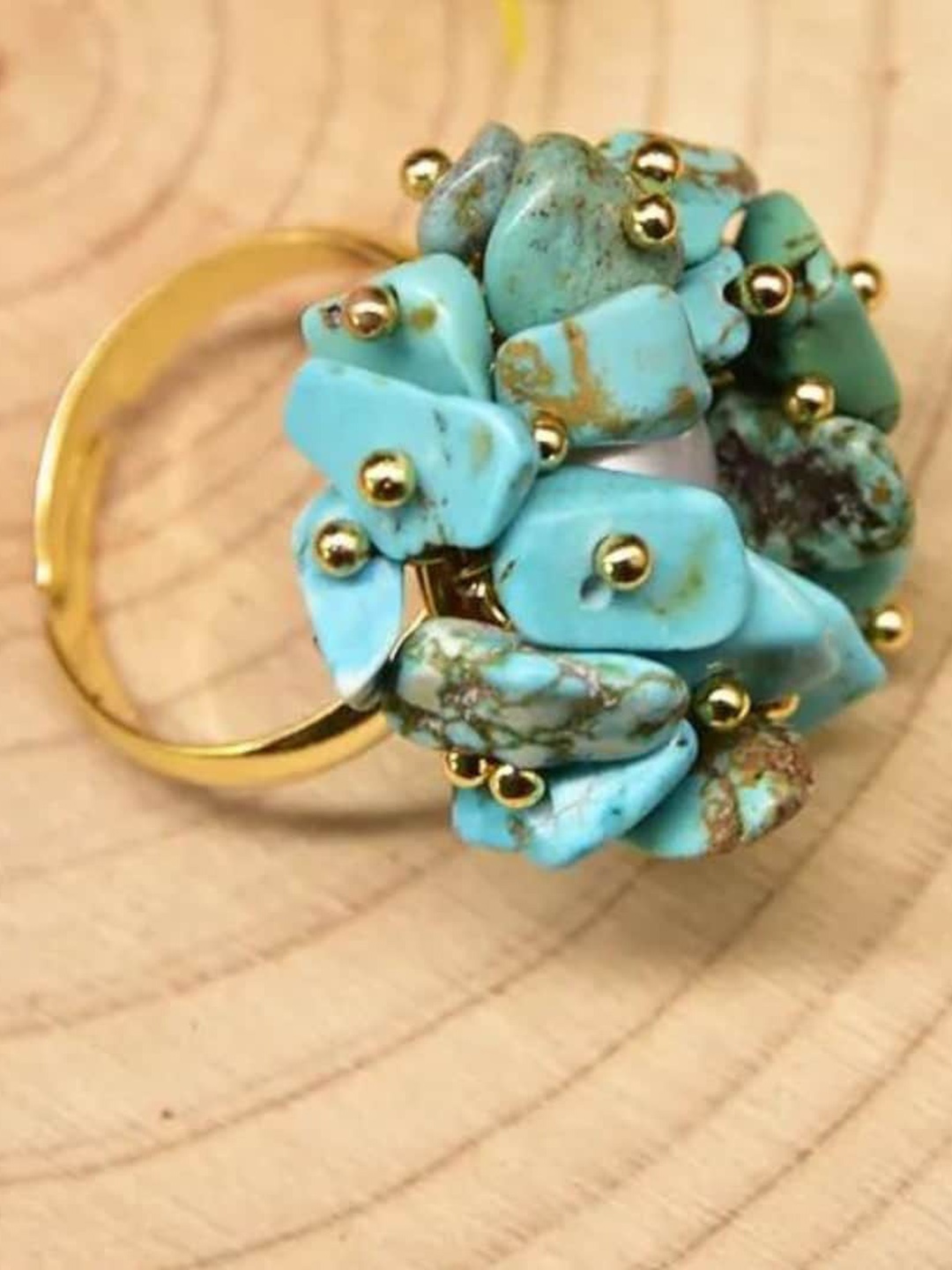 

CHOKORE Women Gold-Plated Pearl Beaded Adjustable Finger Ring