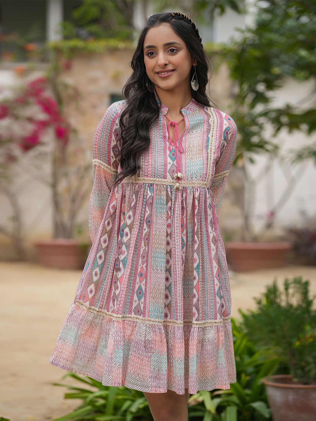 

FASHION DWAR Floral A-Line Dress, Pink