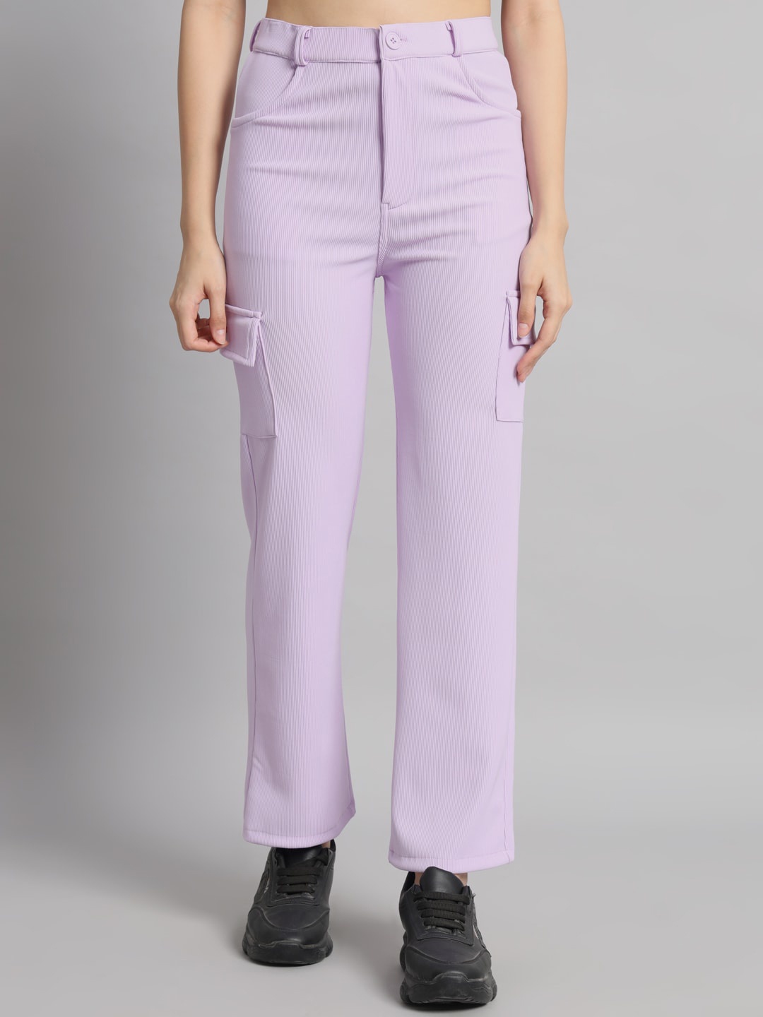 

Mast & Harbour Women Regular Fit High-Rise Regular Trousers, Lavender