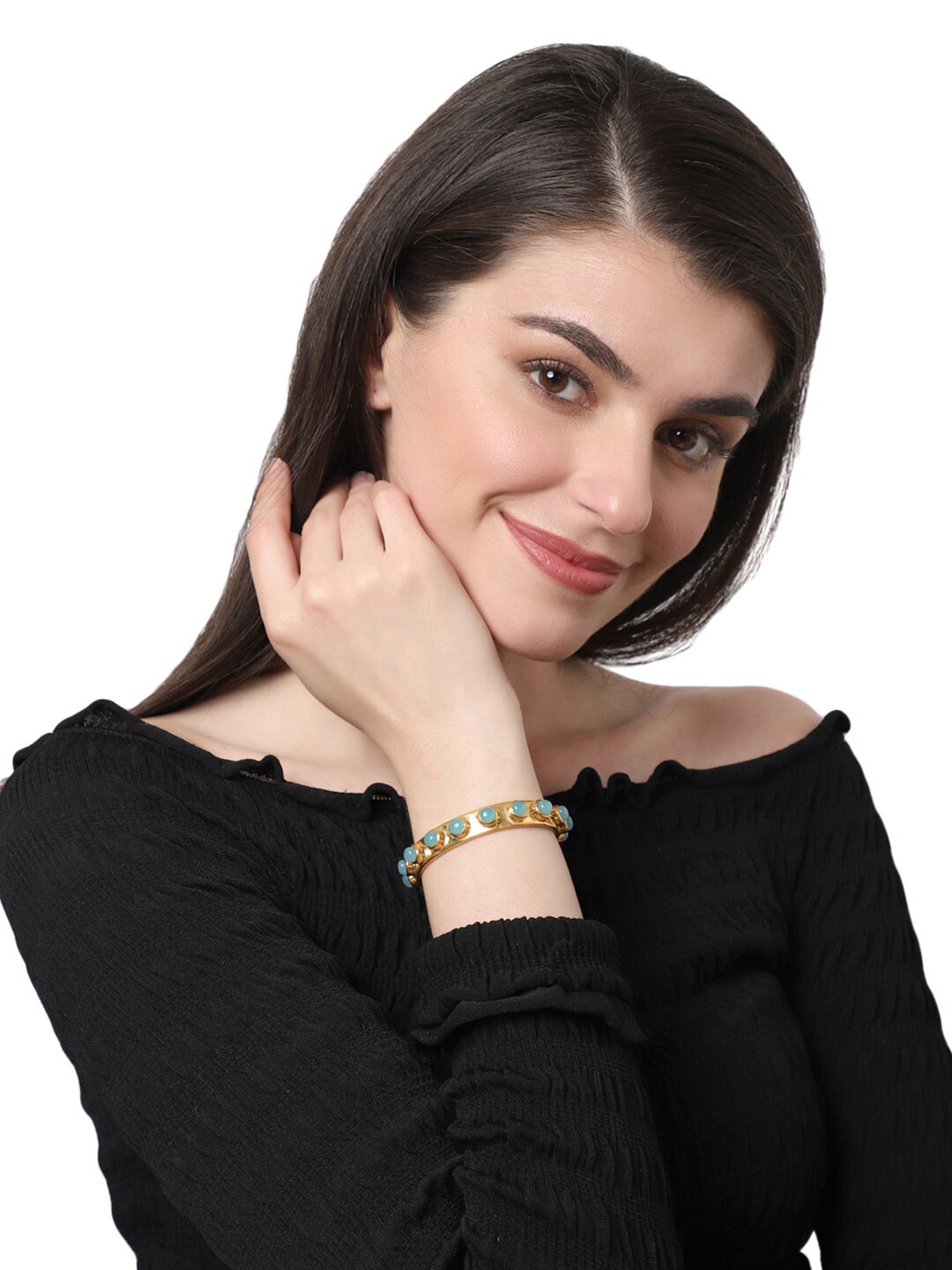 

XAGO Women Brass Handcrafted Gold-Plated Cuff Bracelet