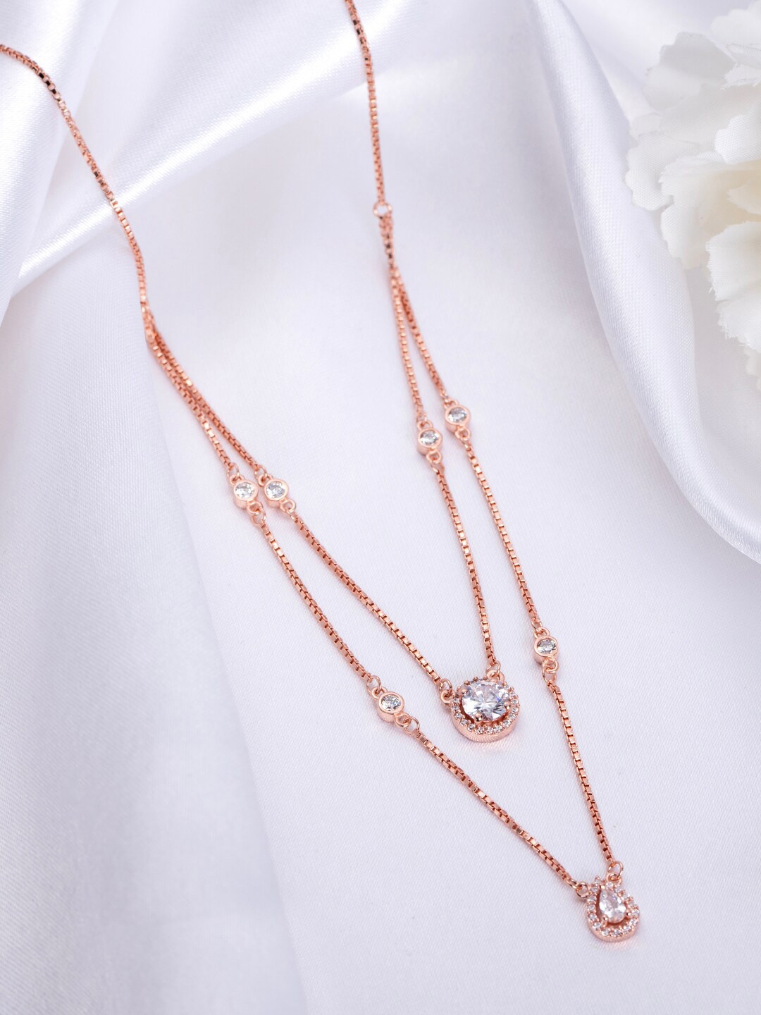 

Zavya Women 925 Sterling Silver Rose Gold-Plated Layered Necklace