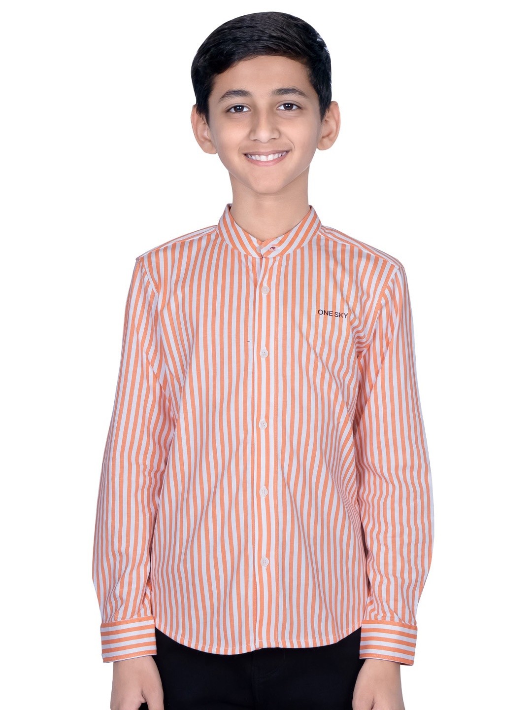 

ONE SKY Boys Vertical Stripes Straight Opaque Casual Shirt, Red