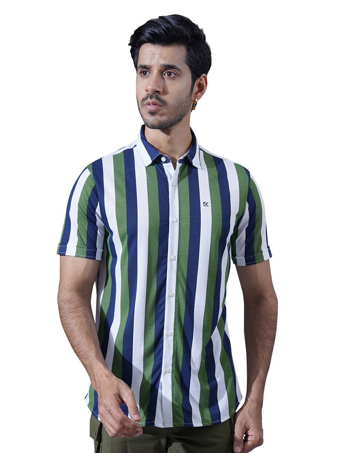 

ONE SKY Men Vertical Stripes Straight Opaque Casual Shirt, White