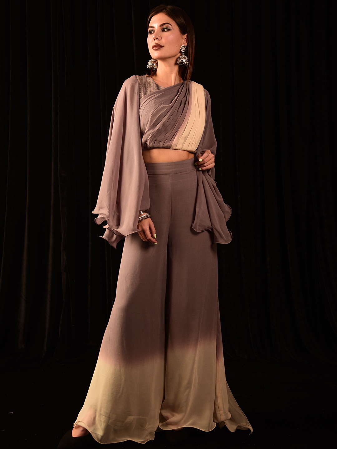 

Laalzari Dyed Top & Palazzo Co-Ord Set, Lavender