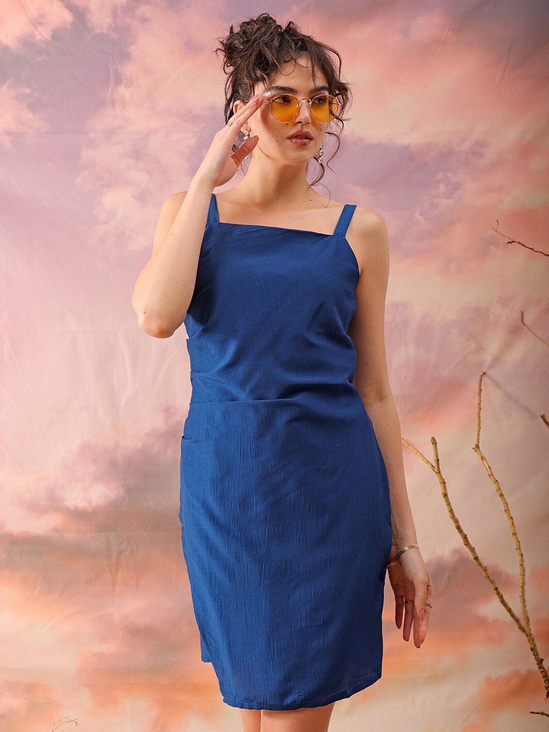 

Freehand by The Indian Garage Co Women Shoulder Straps Sheath Dress, Blue