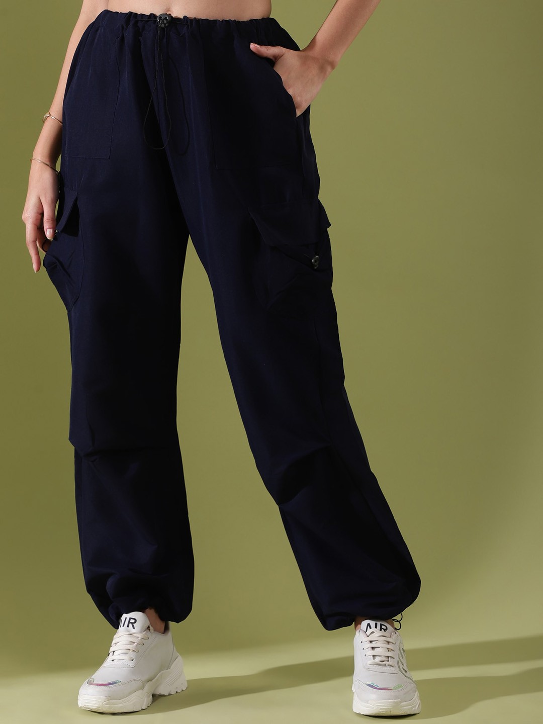 

DressBerry Women Classic High-Rise Easy Wash Regular Fit Cargo Trouser, Blue