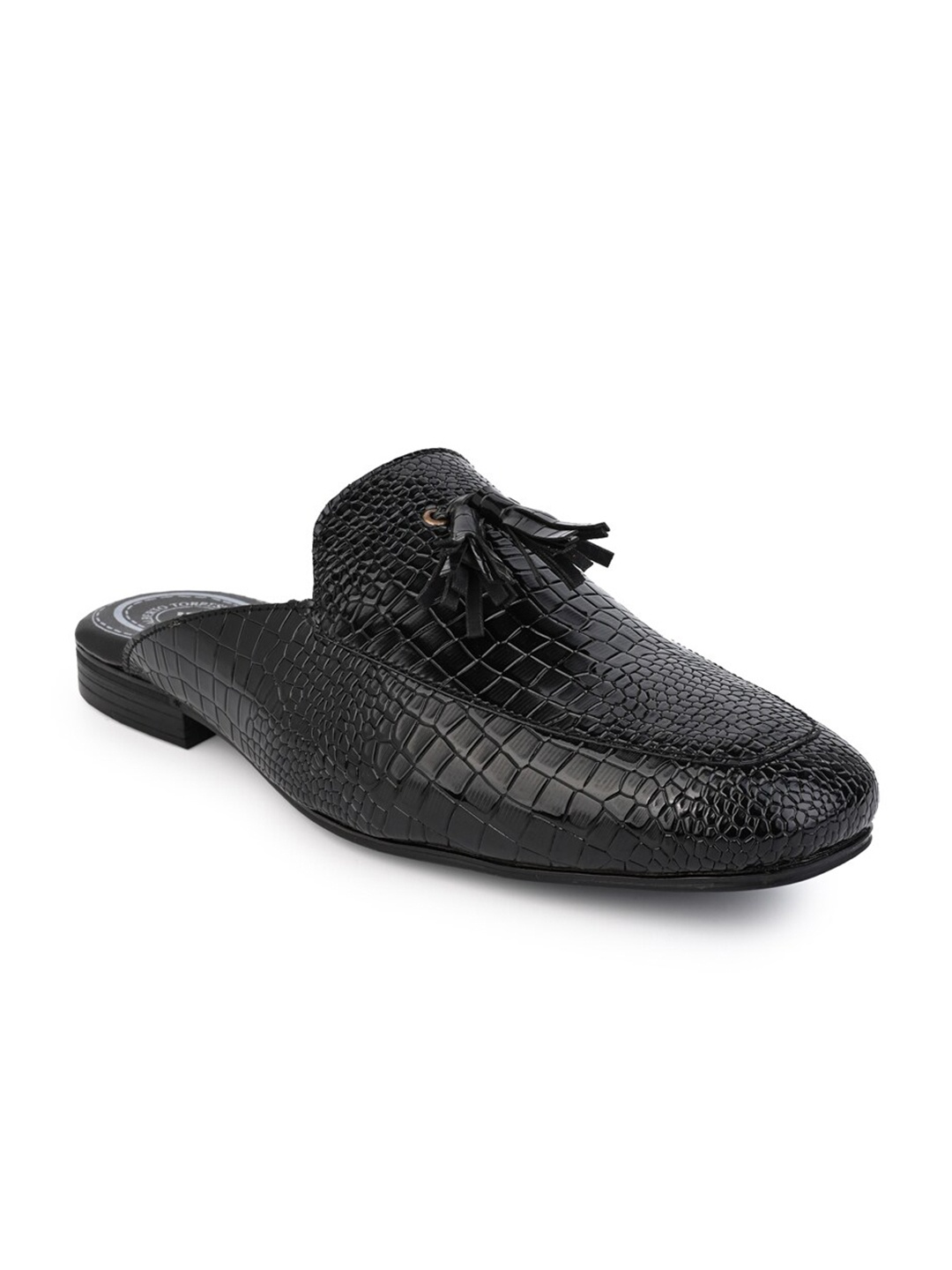 

Alberto Torresi Men Textured Tasseled Mules, Black