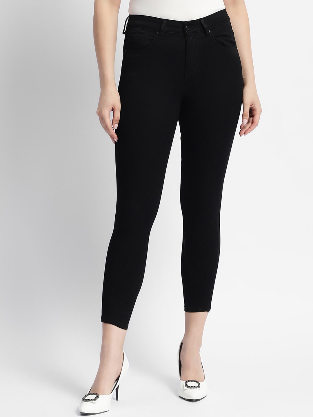 

Madame Women Mid-Rise Denim Jeans, Black