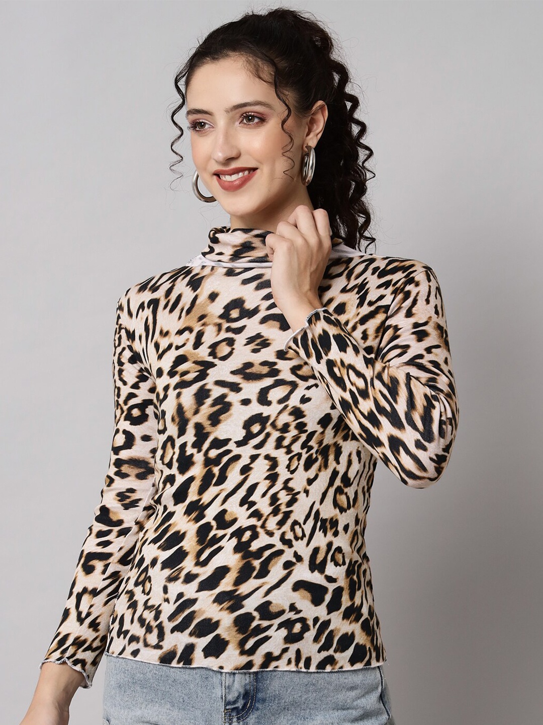 

TANDUL High Neck Animal Skin Printed Top, Multi