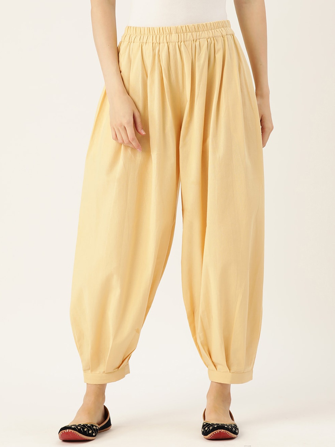 

Molcha Women Elasticated Cotton Solid Salwar, Cream