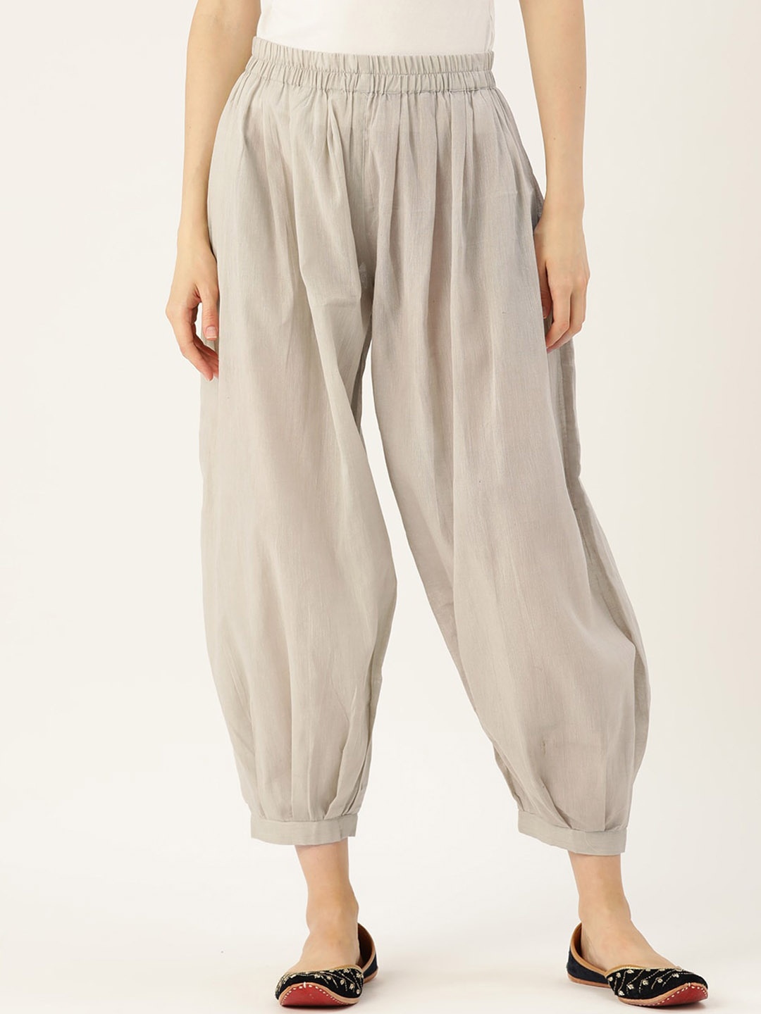 

Molcha Women Elasticated Cotton Solid Salwar, Grey
