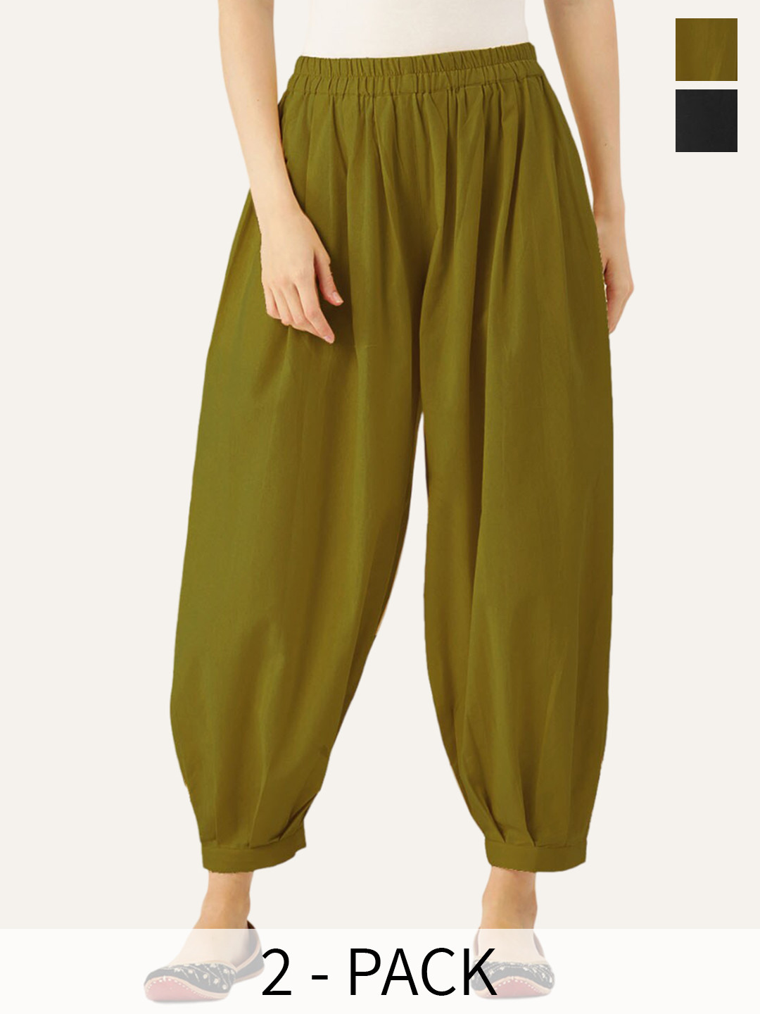 

Molcha Women Pack Of 2 Pure Cotton Salwar, Black