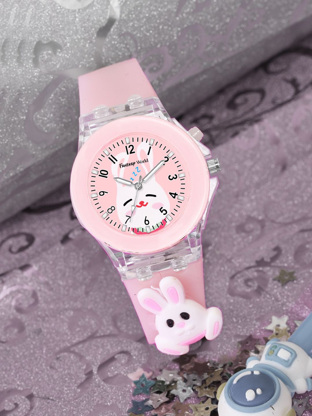

Fantasy World Kids Skeleton Dial & Textured Straps Analogue and Digital Watch FW24-DOLL-PK, Pink