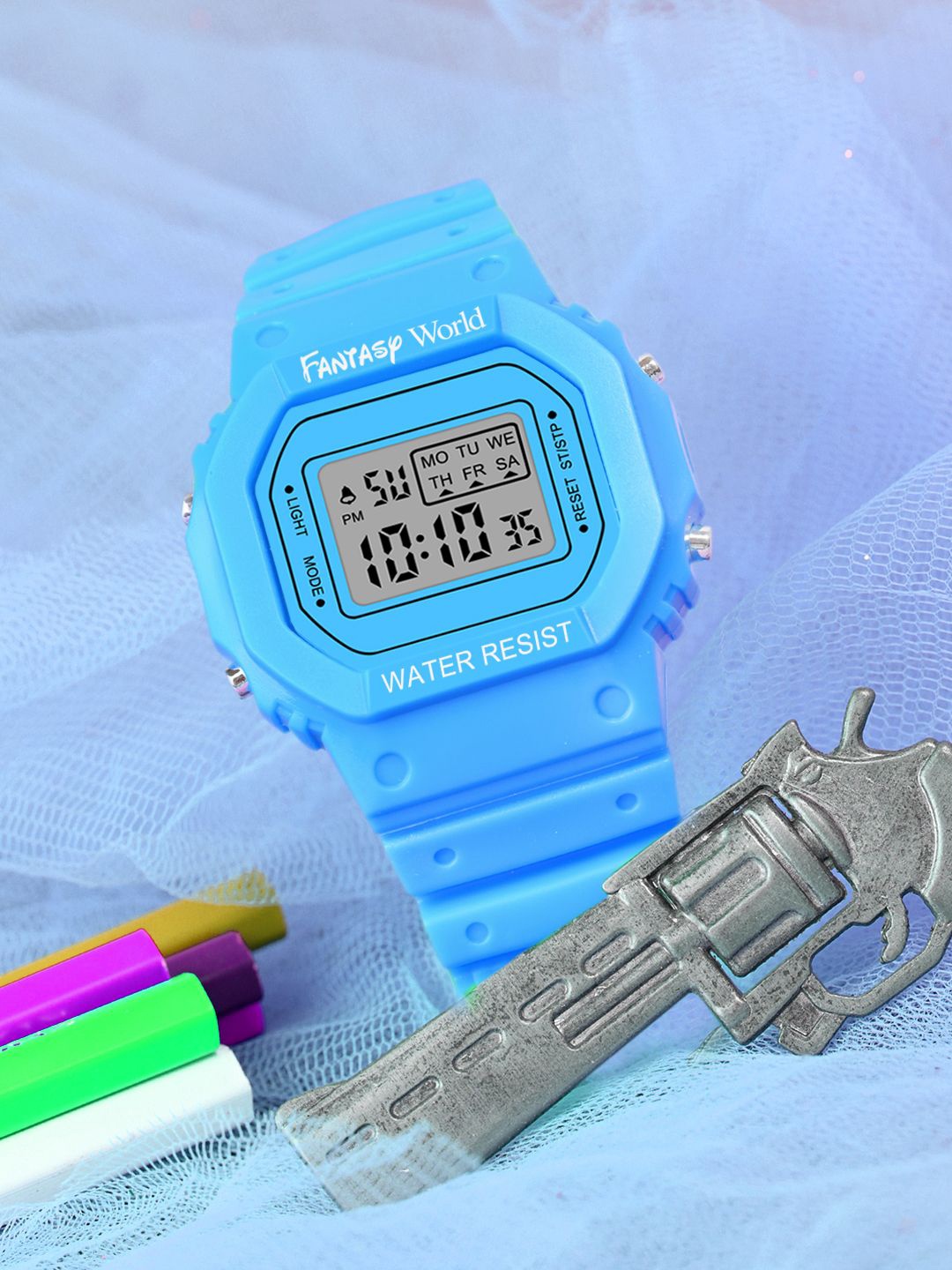 

Fantasy World Unisex Kids Embellished Dial & Straps Analogue Multi Function Watch FW24-Sport-198A-S.BL, Turquoise blue