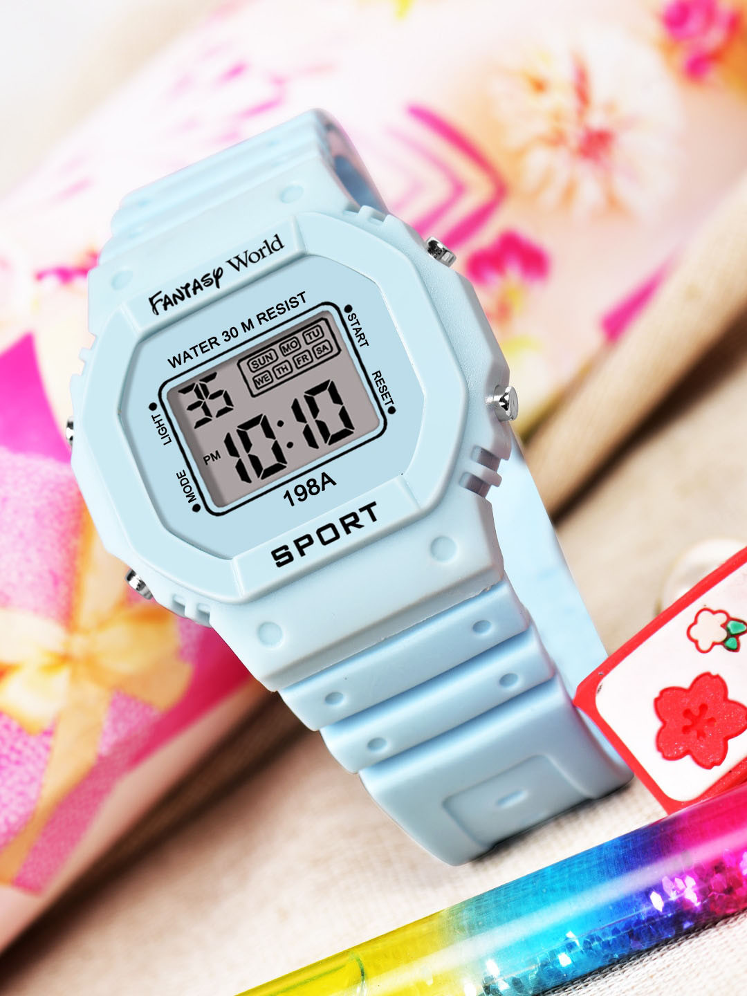 

Fantasy World Kids Printed Dial & Straps Digital Multi Function Watch FW24-Sport-198A-BL, Blue