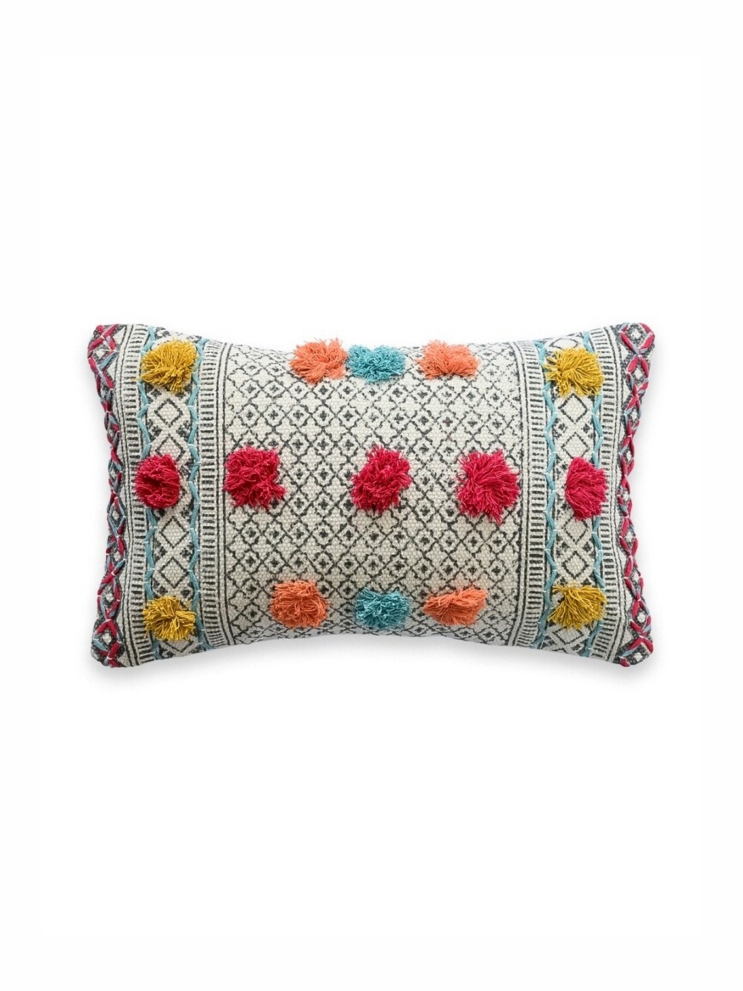 

Art Avenue White & Pink Ethnic Motifs Printed Rectangle Cushion Cover