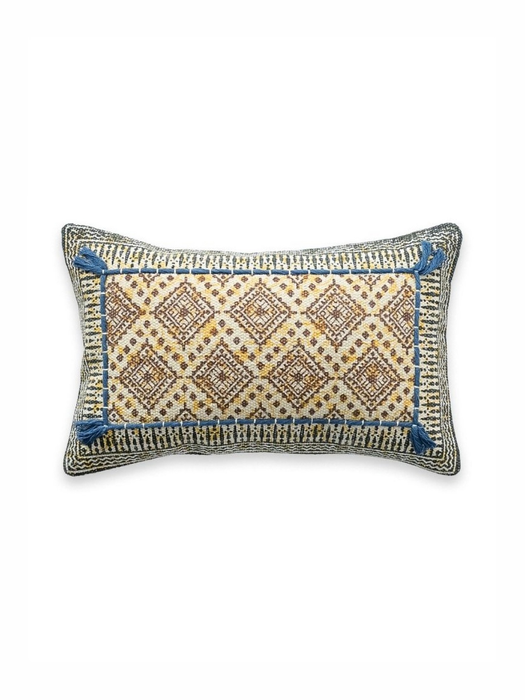 

Art Avenue Brown & Blue Ethnic Motifs Printed Rectangle Cotton Cushion Cover