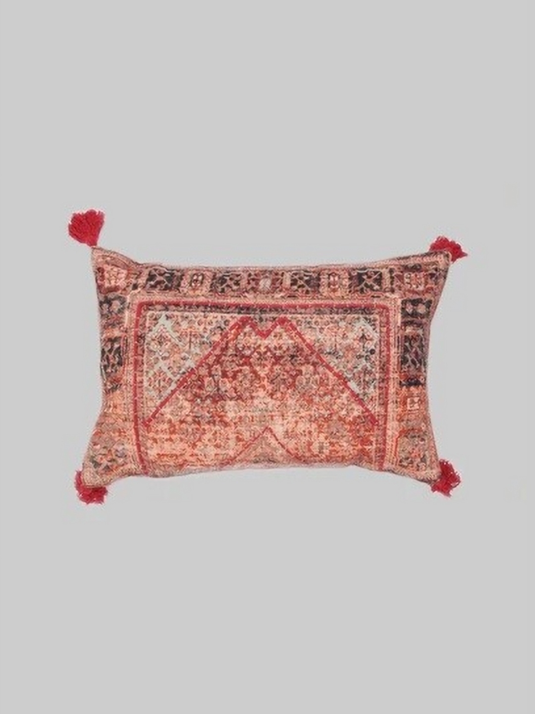 

Art Avenue Red & Peach-Coloured Ethnic Motifs Embroidered Rectangle Cushion Cover