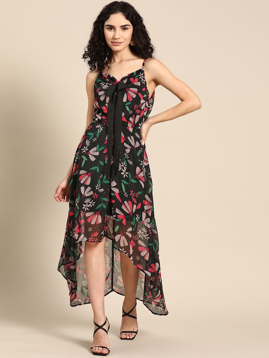 

DODO & MOA Women Floral Print Georgette A-Line Maxi Dress, Multi