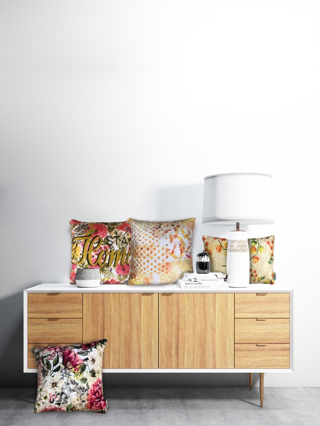 

Tasseled Home Gold-Toned & Pink 2 Pcs Abstract Velvet Square Cushion Covers