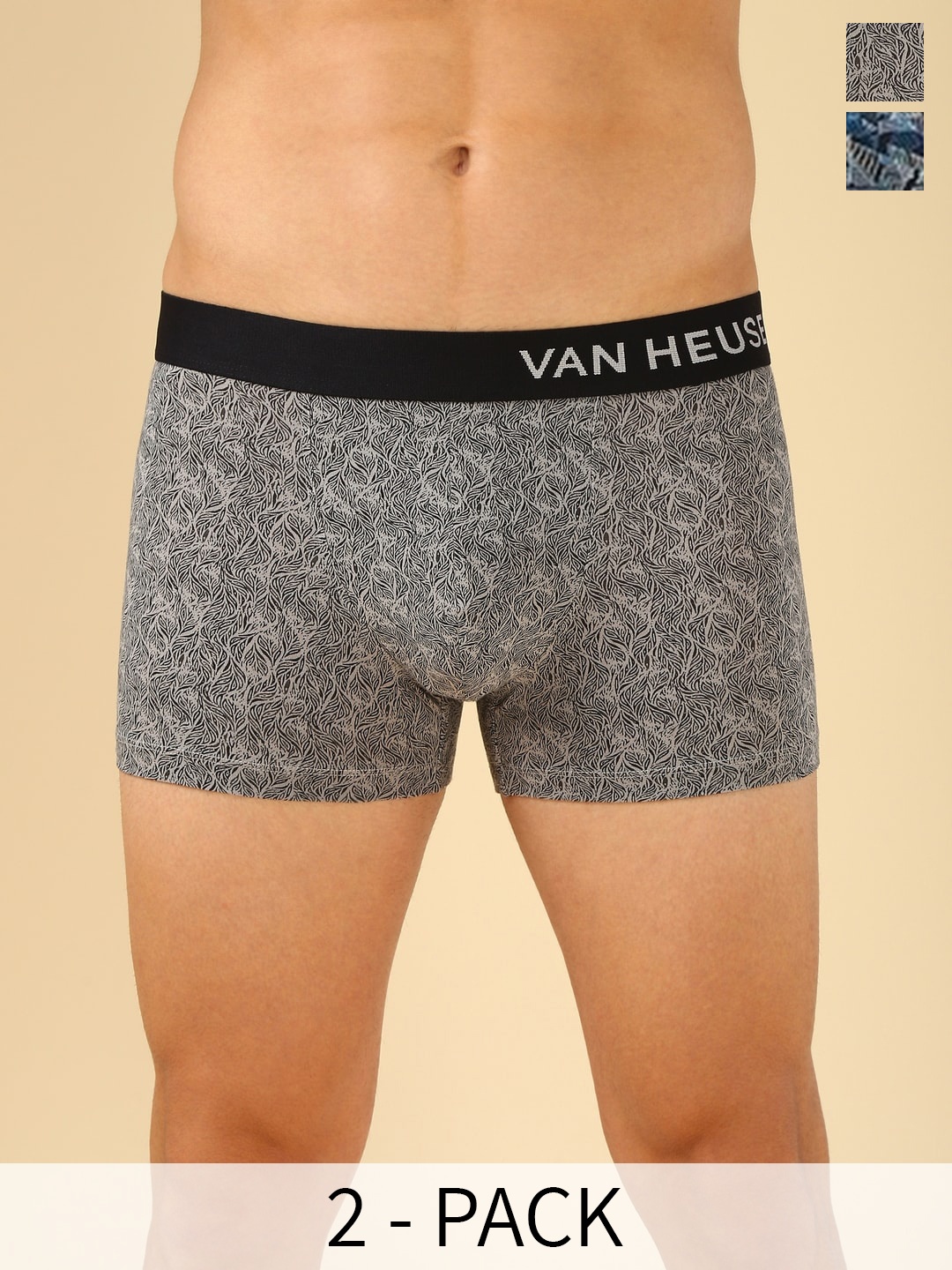 

Van Heusen Men Pack of 2 Printed Body Defining Fit And Allover Print Trunk, Grey