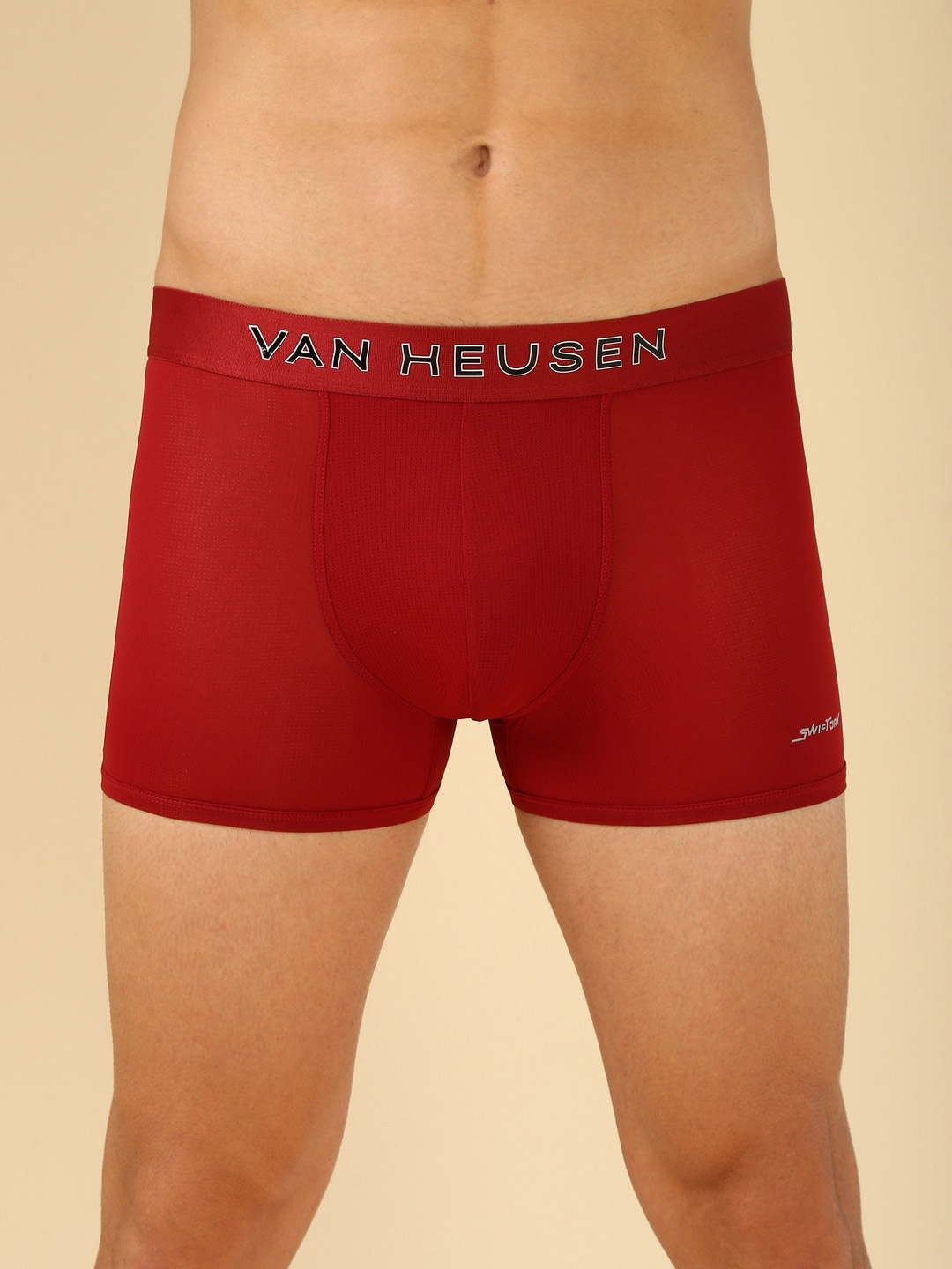

Van Heusen Men Sun Dried Tomato Solid Swift Dry And High Stretch Mesh Trunk, Red