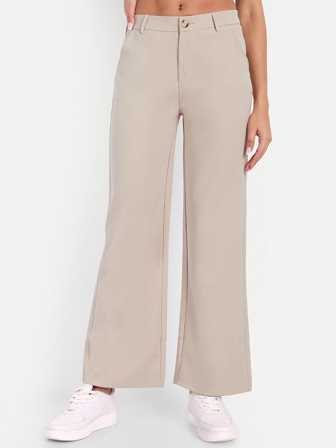 

Next One Women Smart Loose Fit High-Rise Wide Leg Trousers, Beige