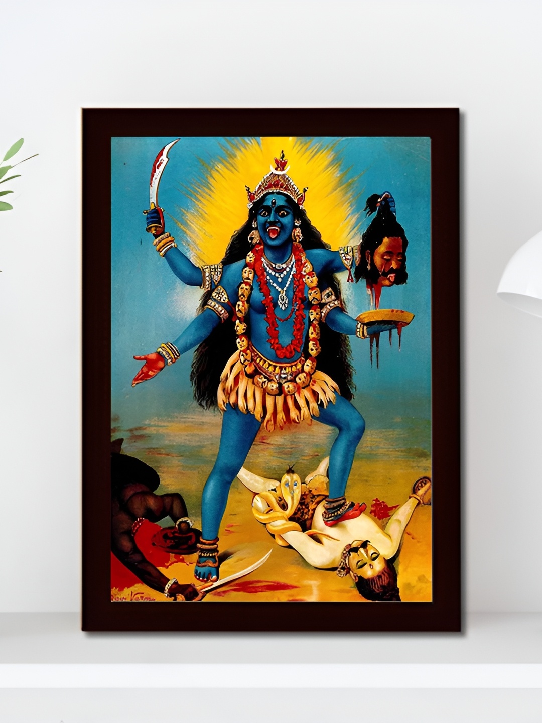 

Tamatina Blue & Yellow Shamshan Kali Printed Wall Art