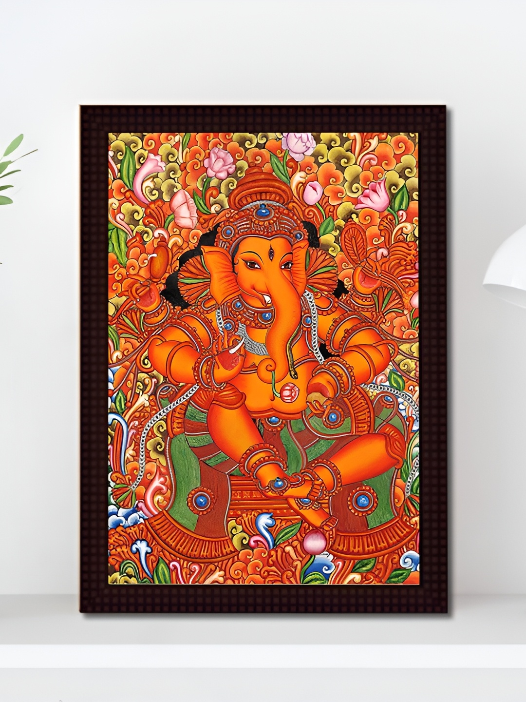 

Tamatina Orange & Red 1 Piece Wood Sri Ganesha Religious Wall Paintings