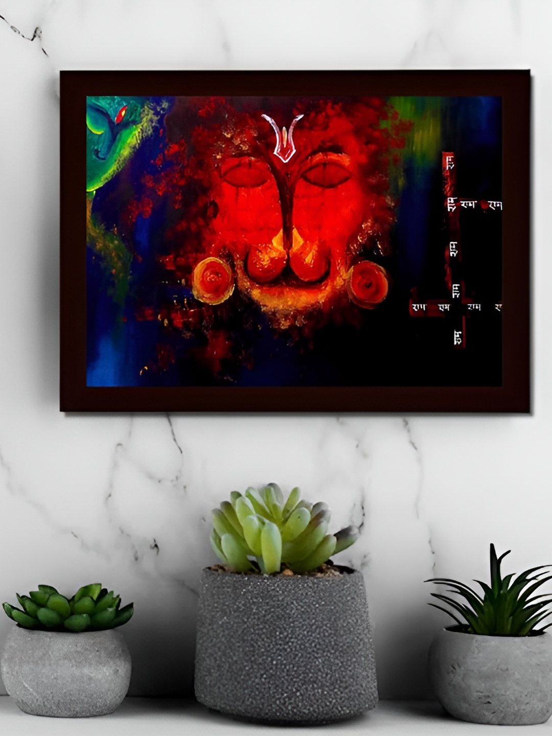 

Tamatina Red & Black 1 Piece Wood Lord Hanuman Religious Wall Paintings