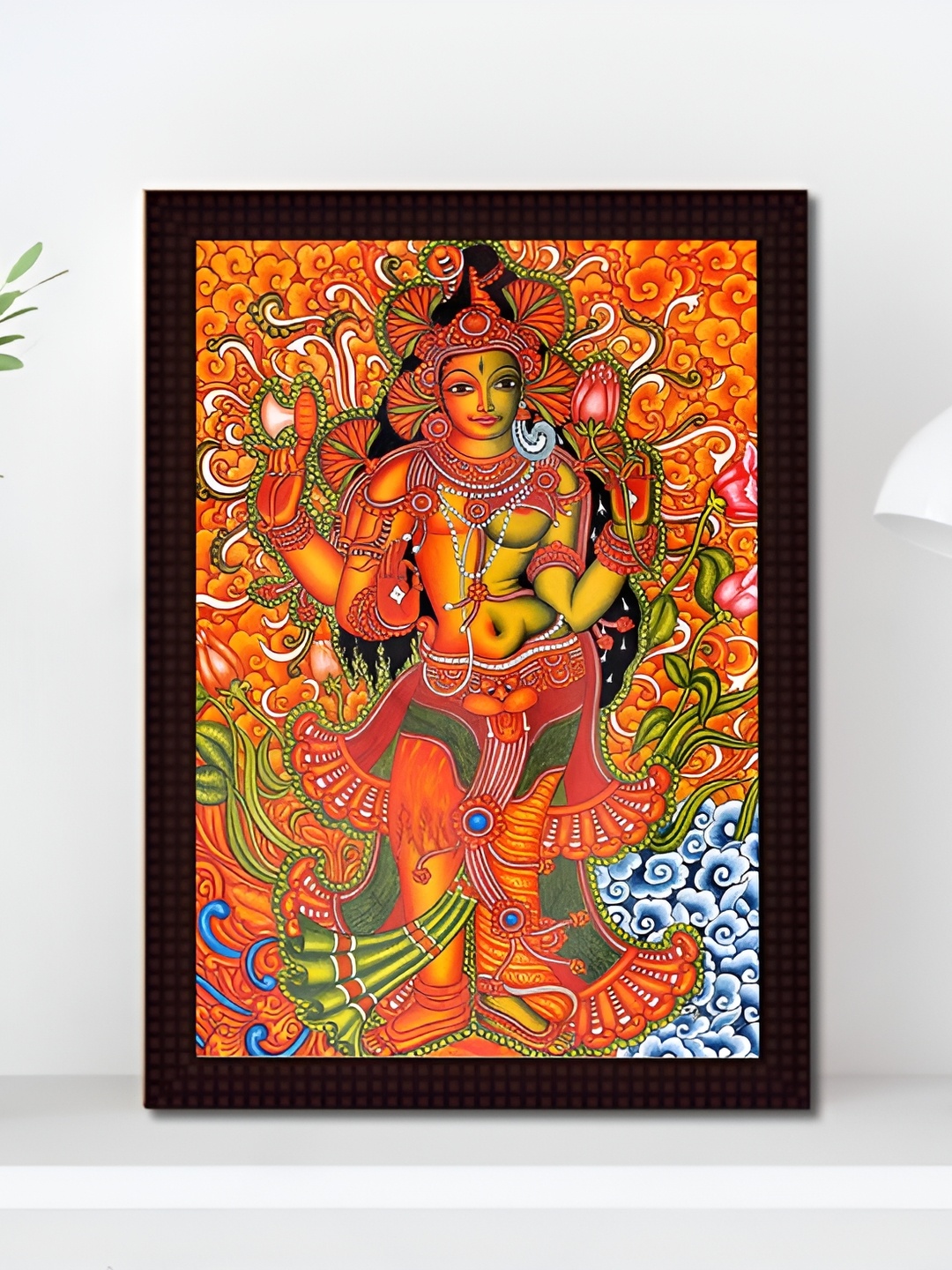 

Tamatina Red & Green ArdhNarishvara Shiva Printed Wooden Framed Wall Art