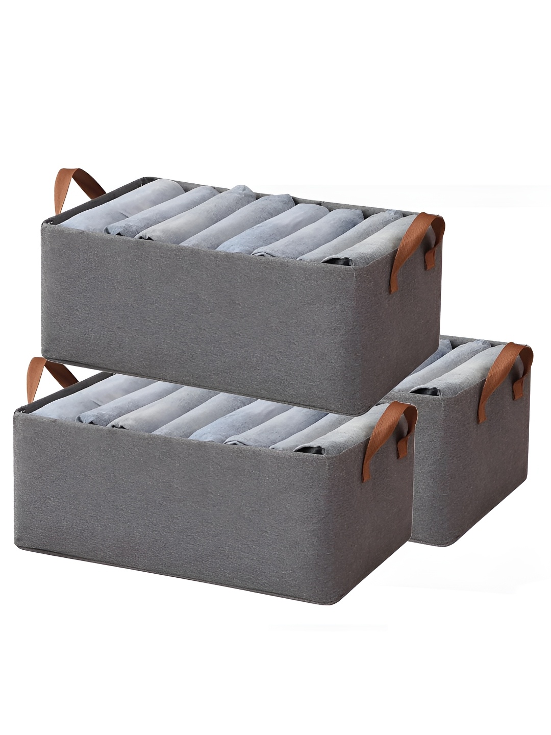 

HOUSE OF QUIRK Grey 3 Pieces Regular Multi-Utility Organisers