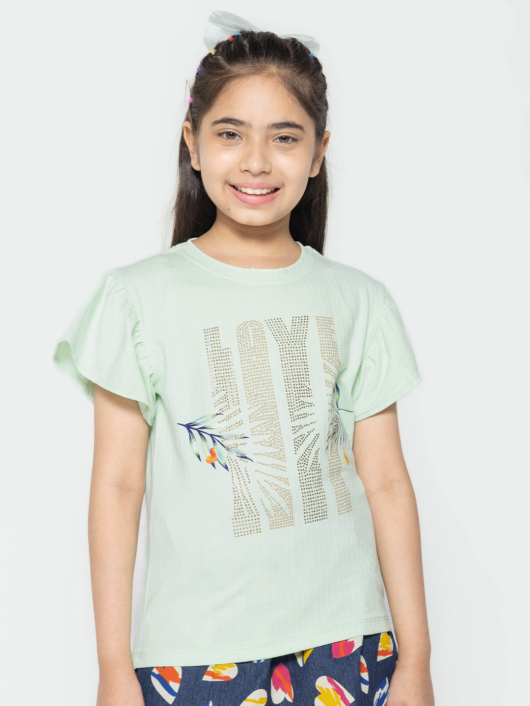 

PAMPOLINA Print Cotton Top, Green