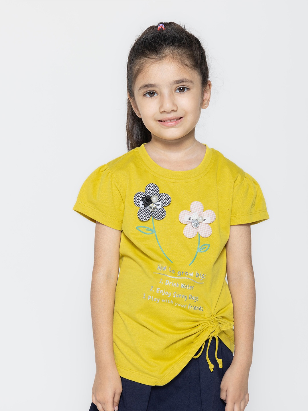 

PAMPOLINA Girls Floral Print Cotton Top, Green