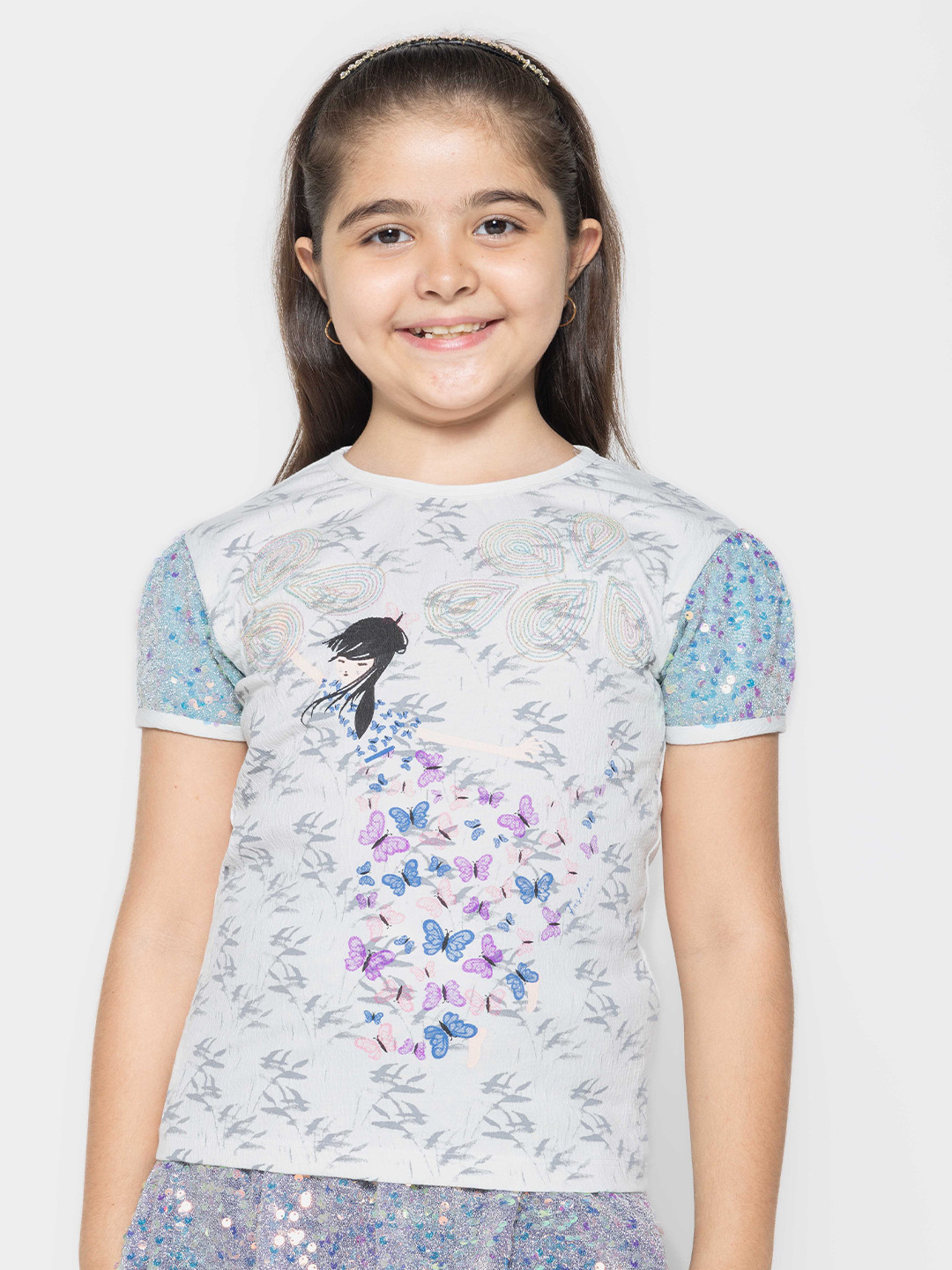 

PAMPOLINA Floral Print Cotton Top, White