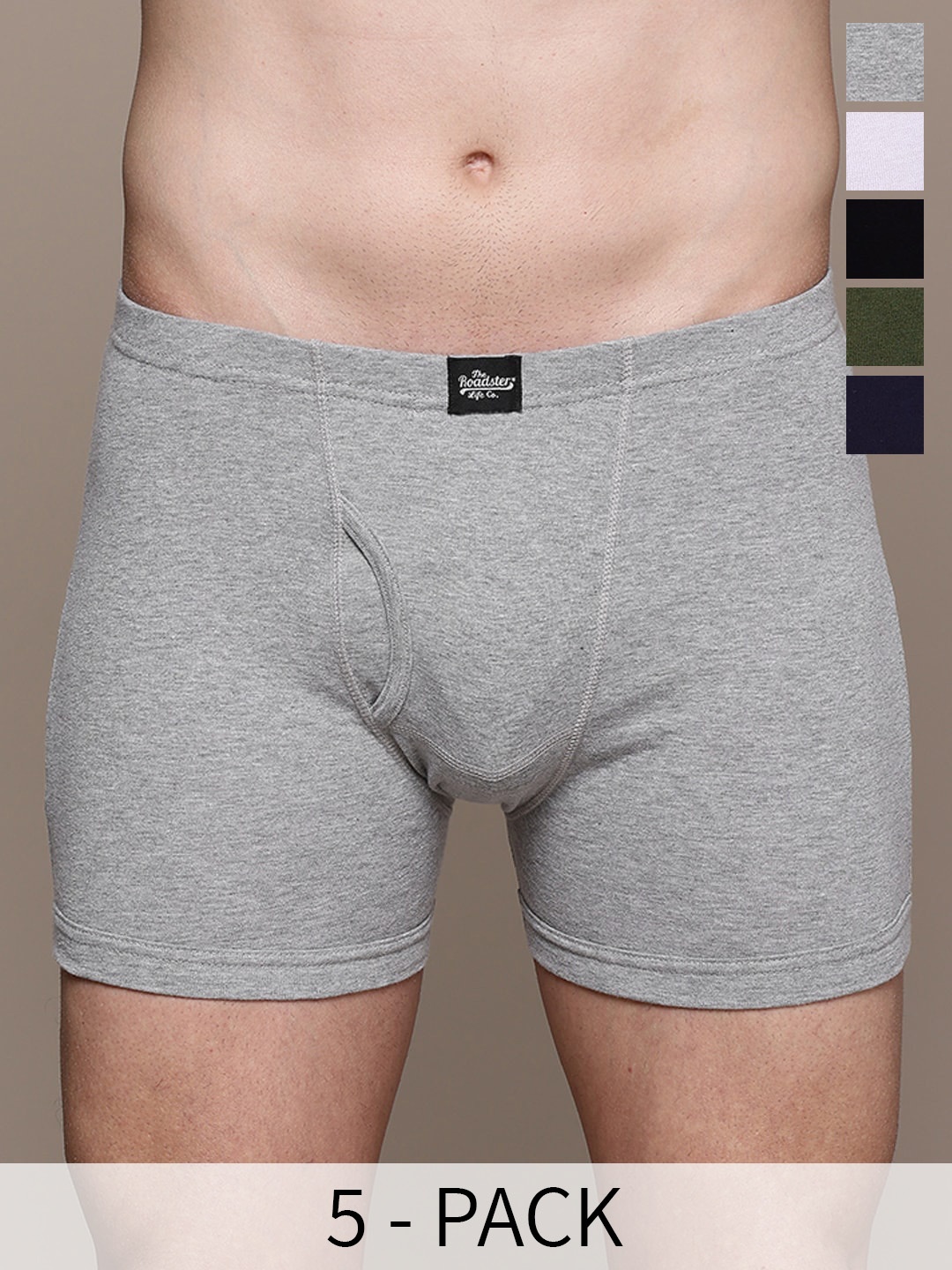 

The Roadster Lifestyle Co Pack of 5 Pure Cotton Inner Elastic Trunks, Black