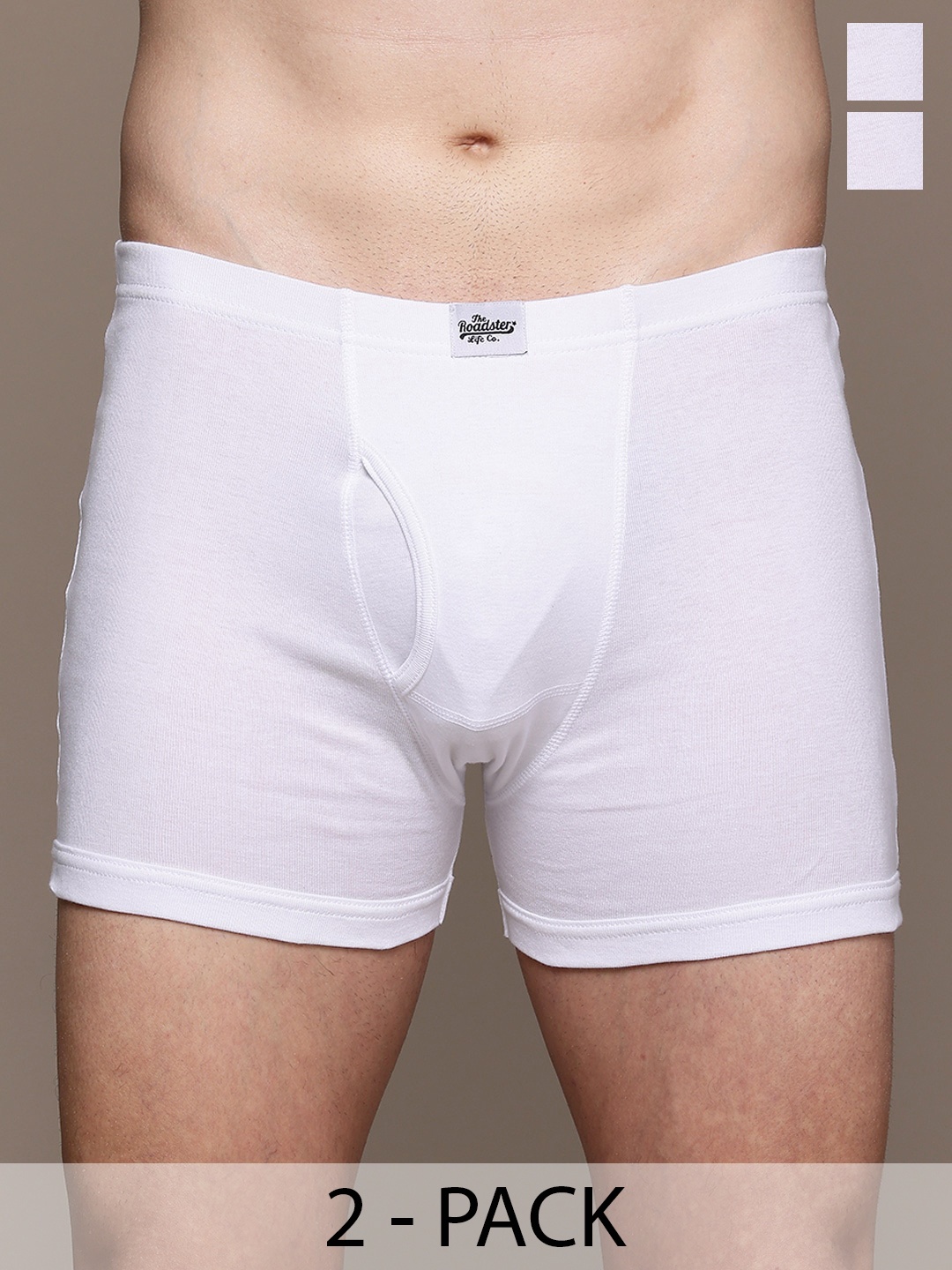 

The Roadster Lifestyle Co Pack of 2 Pure Cotton Inner Elastic Trunks, White