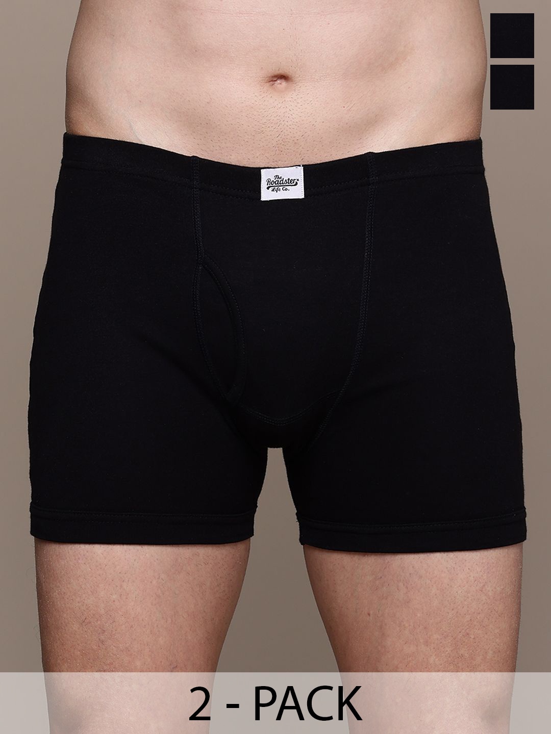 

The Roadster Lifestyle Co Pack Of 2 Pure Cotton Trunks, Black