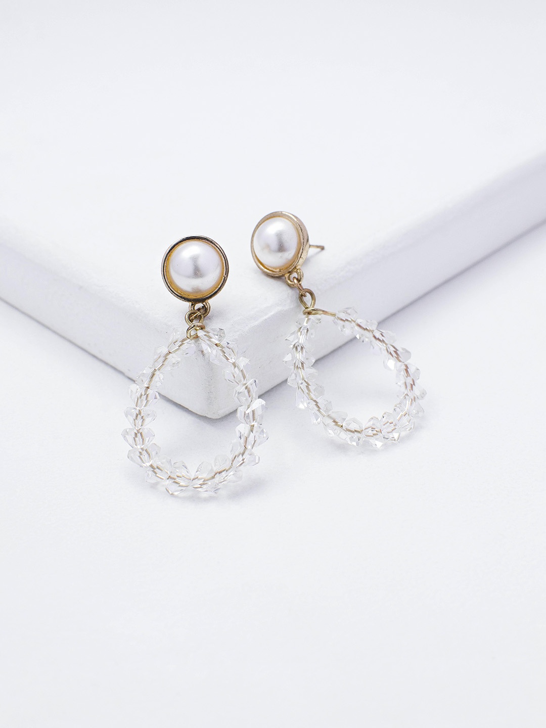 

Rhea Circular Drop Earrings, White