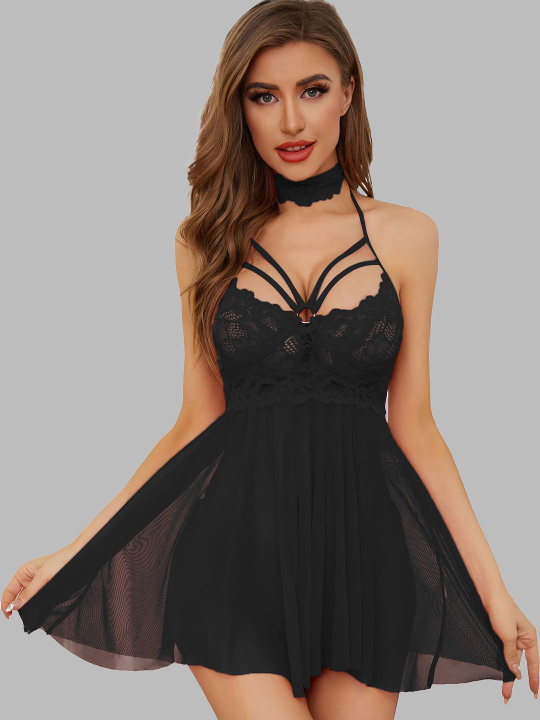 

KRENOZ Net Baby Doll, Black